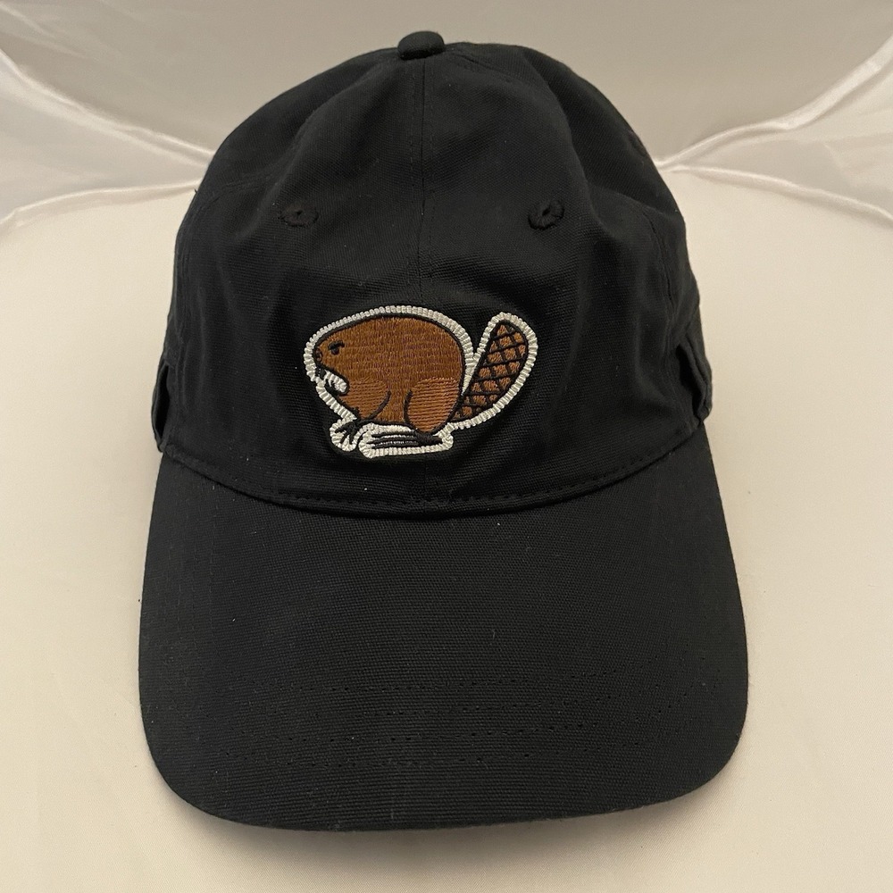 Duluth Trading Mens Hat M/L Black Embroidered Angry Beaver Logo Adjustable